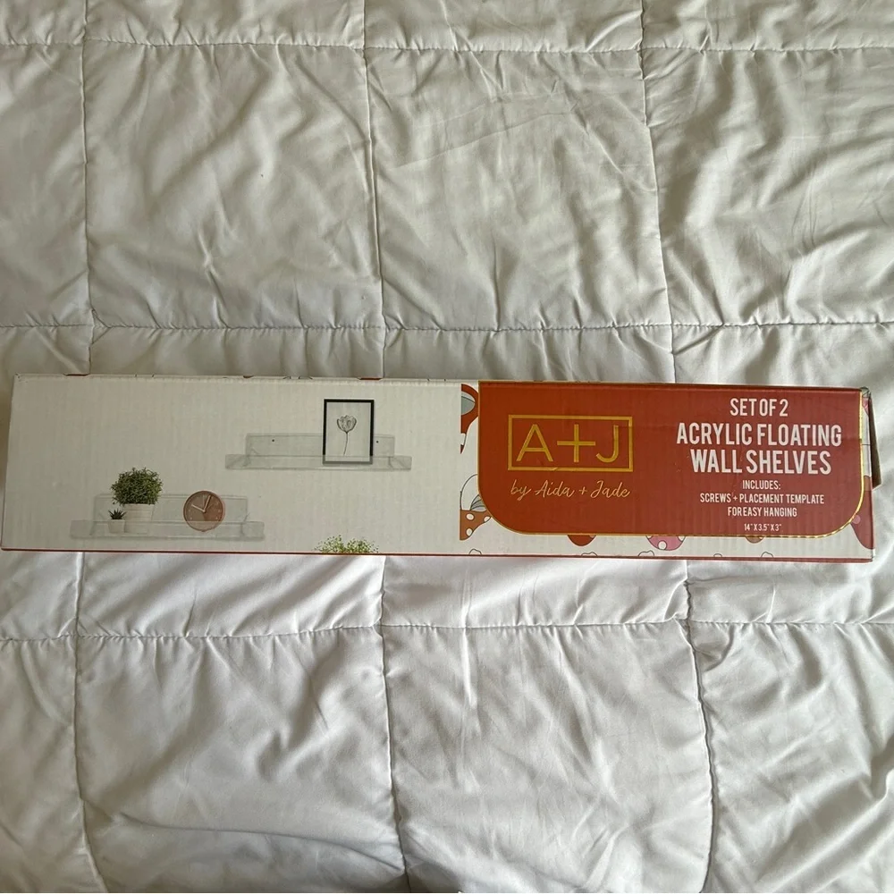 A+J by Aida & Jade Acrylic Floating Wall Shelves –Mushroom Design (Set of 2) NWT
